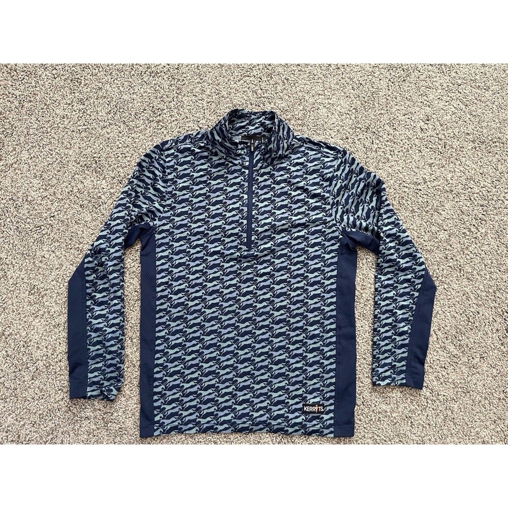Kerrits Kids Med Horse Print Quarter Zip Riding Top Long Sleeve Equestrian Shirt